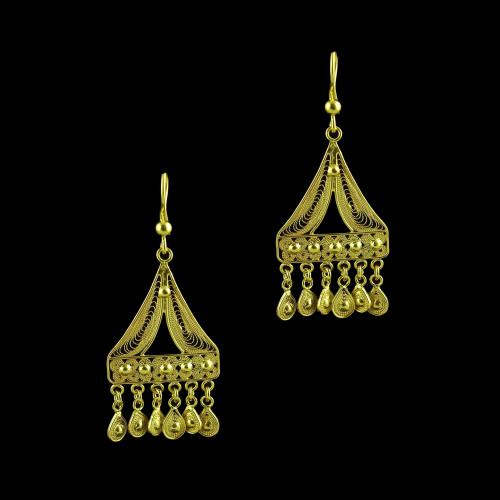 GOLD PLATED HANGING  EARRINGS