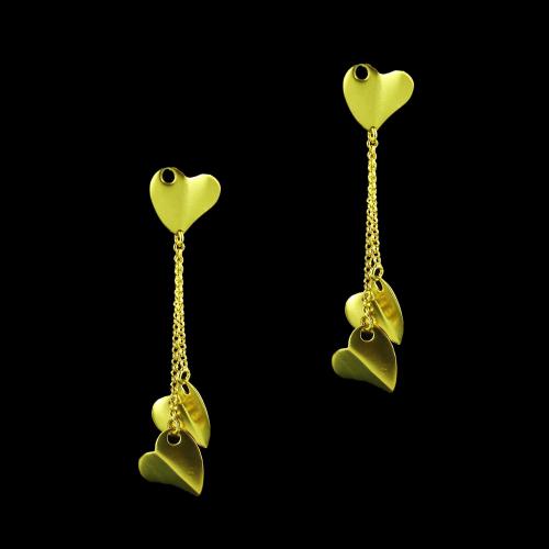 GOLD PLATED HEART SHAPED DROPS EARRNGS