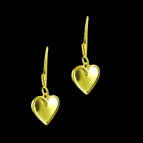 GOLD PLATED HEART SHAPED HANGING EARRINGS