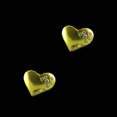 GOLD PLATED HEART SHAPE WITH CZ EARRINGS