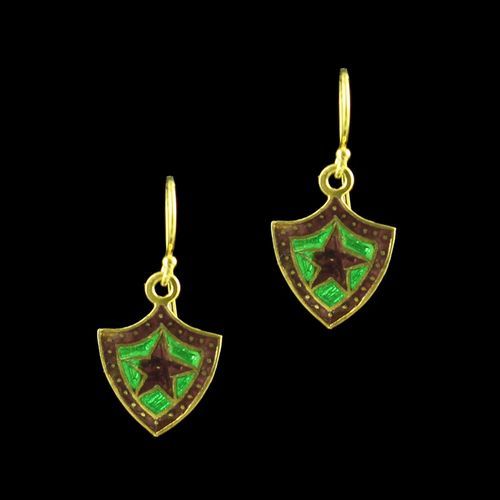 GOLD PLATED ENAMEL HANGING EARRINGS
