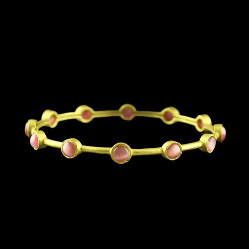 GOLD PLATED MONALISA STONE CASUAL BANGLES