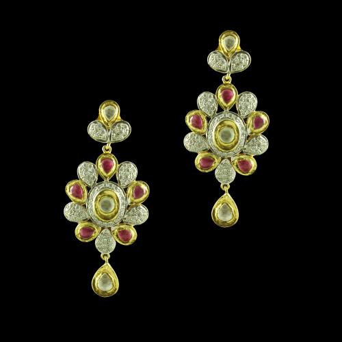 GOLD PLATED CZ STONE DROPS EARRINGS