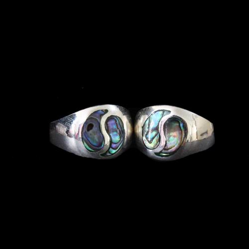 OXIDIZED SILVER ABALONE TOE RINGS