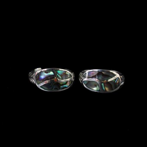 OXIDIZED SILVER ABALONE TOE RINGS