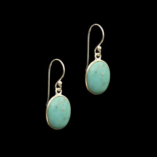 OXIDIZED SILVER TURQUOISE HANGING EARRINGS