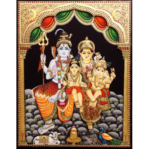TANJORE PAINTING SHIVA FAMILY