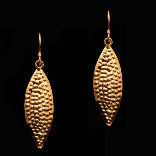 Gold Plated Leaf Design Hanging Earrings