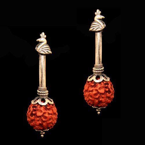OXIDIZED SILVER RUDRAKSH DROPS EARRINGS