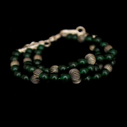 SILVER AND GREEN ONYX BRACELETS