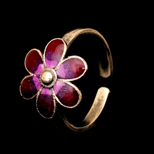OXIDIZED SILVER FLORAL RING