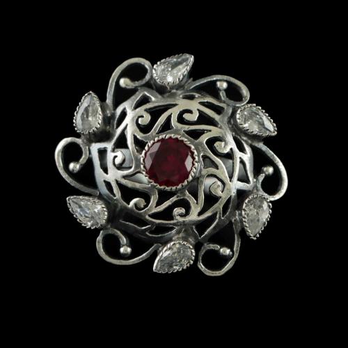 OXIDIZED SILVER PEAL AND RED ONYX RINGS