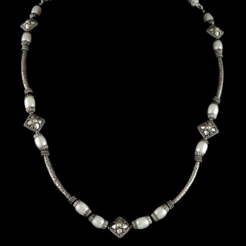 OXIDIZED SILVER PEAL NECKLACE