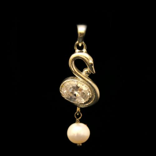 STERLING SILVER CZ AND PEARL BEADS PENDANT
