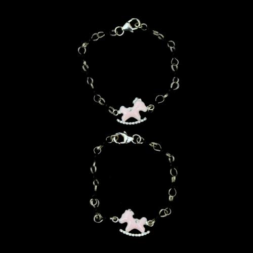 OXIDIZED SILVER CZ AND BLACK CHID BABY ANKLETS