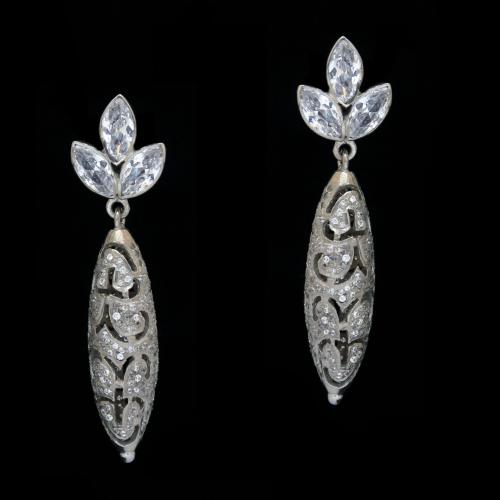 STERLING SILVER CZ AND MARQUISE DROPS EARRINGS