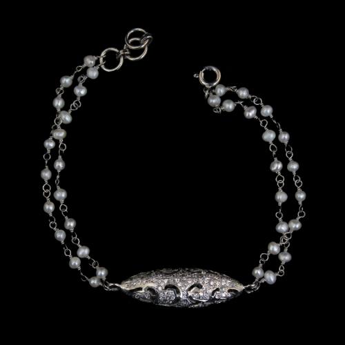 STERLING SILVER CZ AND PEARL BEADS BRACELETS