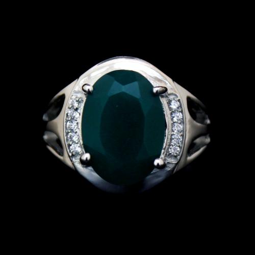 STERLING SILVER CZ AND GREEN ONYX RINGS