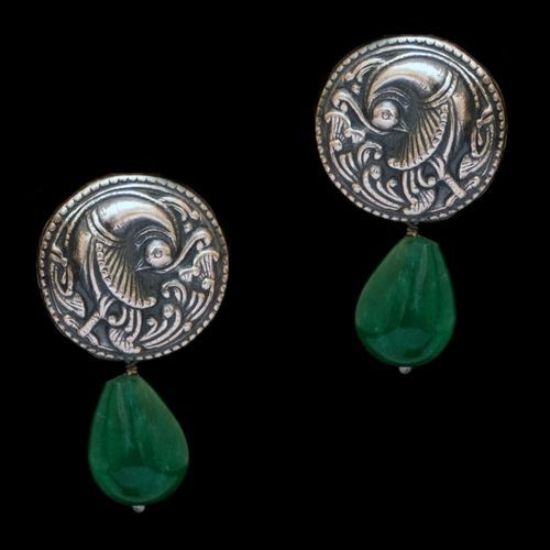OXIDIZED SILVER ONYX EARRINGS