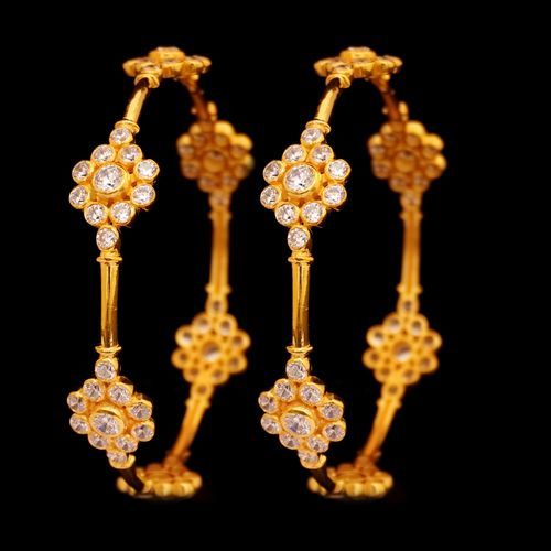 GOLD PLATED CZ PAIR BANGLES
