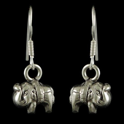 OXIDIZED SILVER ELEPHANT EARRINGS