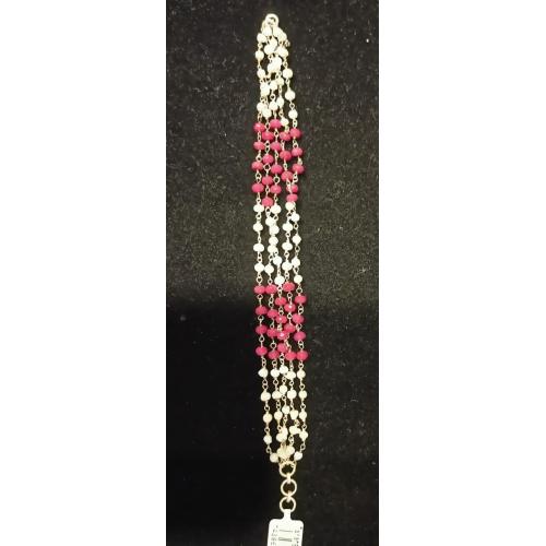 STERLING SILVER RED AATI BEADS AND PEARL BEADS BRACLETS
