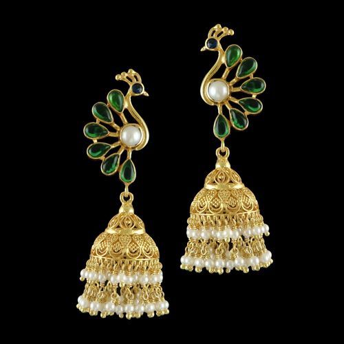 Mayura Jhumka with pearls