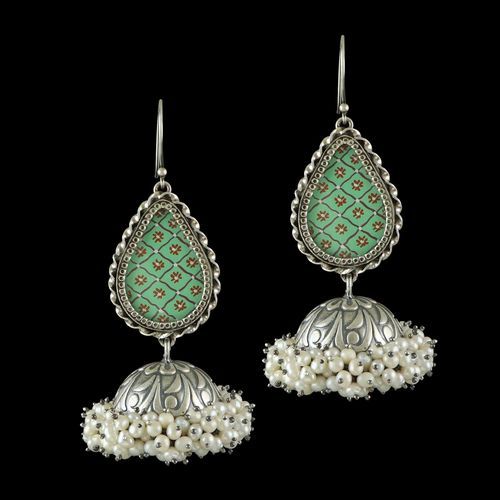 Alpana Antique Jhumka with pearls