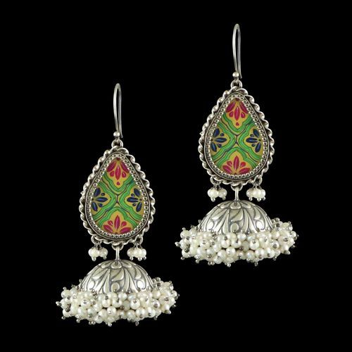 Alpana Antique Jhumka with pearls