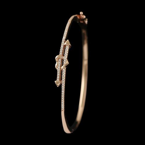 ROSE GOLD PLATED CZ LOCK BANGLE