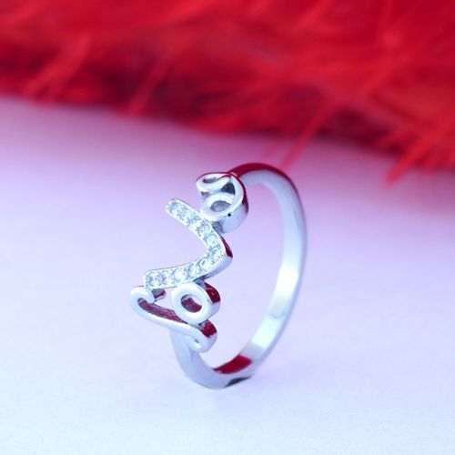 STERLING SILVER CZ LOVE RING