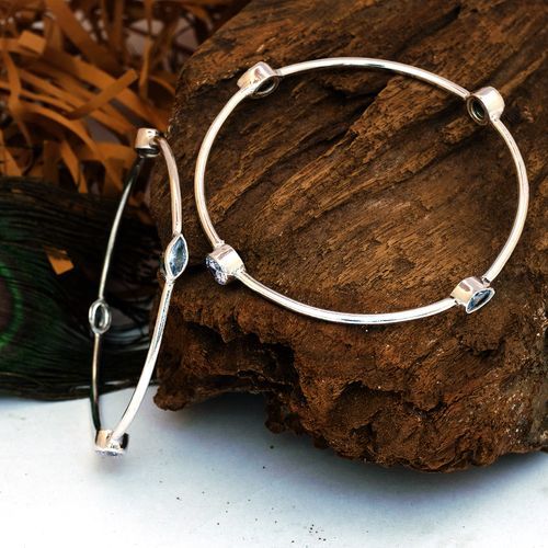 STERLING SILVER CORUNDUM PAIR BANGLES