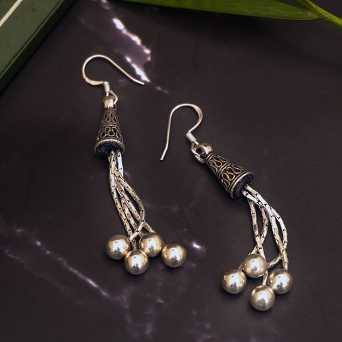 OXIDIZED SILVER HANGING EARRINGS