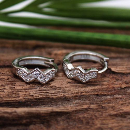 STERLING SILVER CZ HOOP EARRINGS