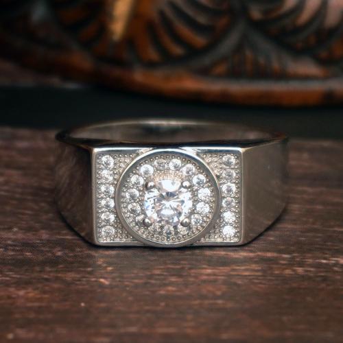 STERLING SILVER CZ MENS RING