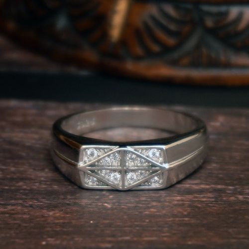 STERLING SILVER CZ MENS RING