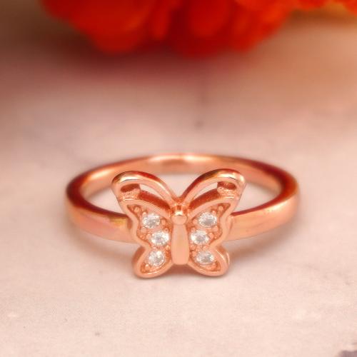 92.5 STERLING SILVER ROSE GOLD PLATED BUTTERFLY RING