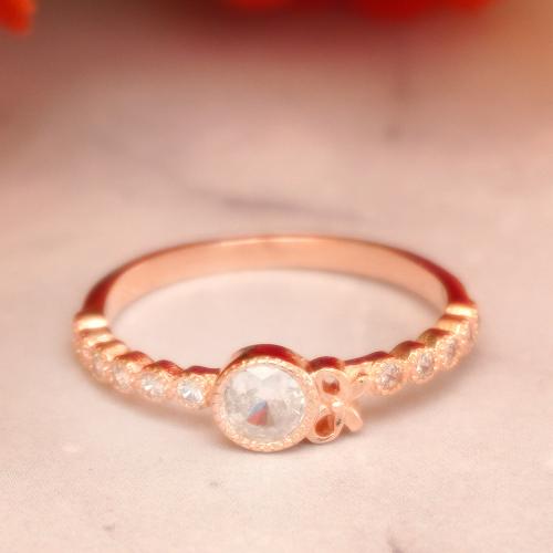 92.5 STERLING SILVER ROSE GOLD PLATED CZ RING