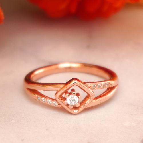 92.5 STERLING SILVER ROSE GOLD PLATED CZ RING