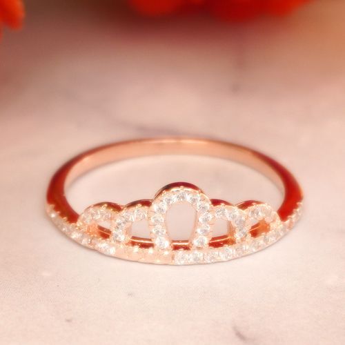 92.5 STERLING SILVER ROSE GOLD PLATED CZ RING