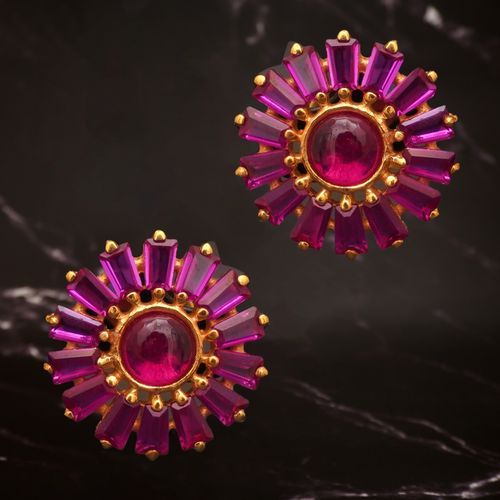 BLOOMING BAGUETTE GOLD PLATED STUDS