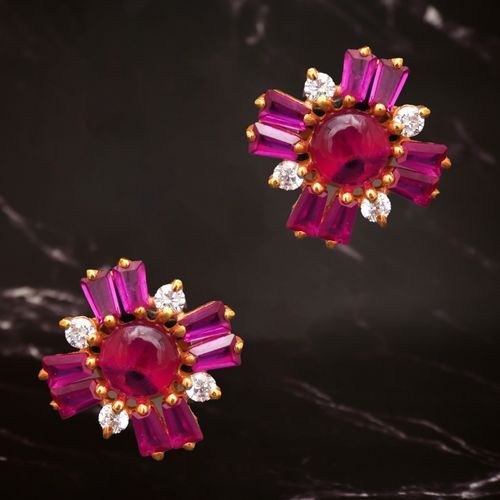 BLOOMING BAGUETTE GOLD PLATED STUDS