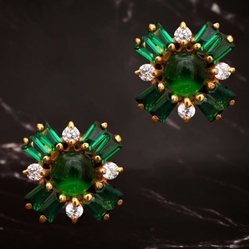 BLOOMING BAGUETTE GOLD PLATED STUDS