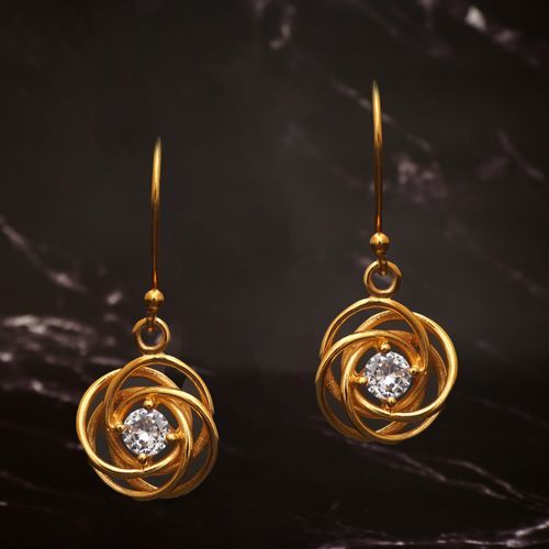 GOLD PLATED LOOP 92.5 SILVER HANGING EARRINGS