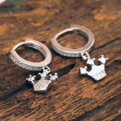 92.5 STERLING SILVER CZ HOOP  EARRINGS