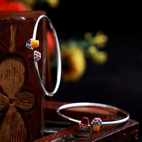 92.5 SILVER ENAMEL BABY BANGLES