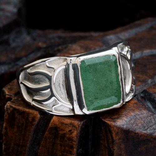 STERLING SILVER GREEN ONYX MENS RING