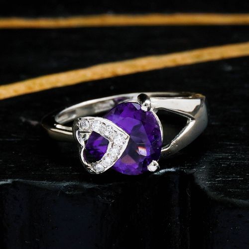 STERLING SILVER AMETHYST AND CZ RING