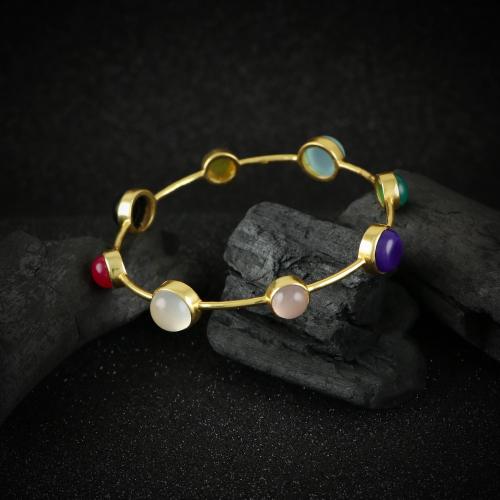 GOLD PLATED MULTI COLOR ONYX BANGLE
