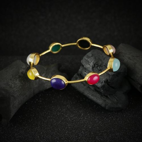 GOLD PLATED MULTI COLOR ONYX BANGLE